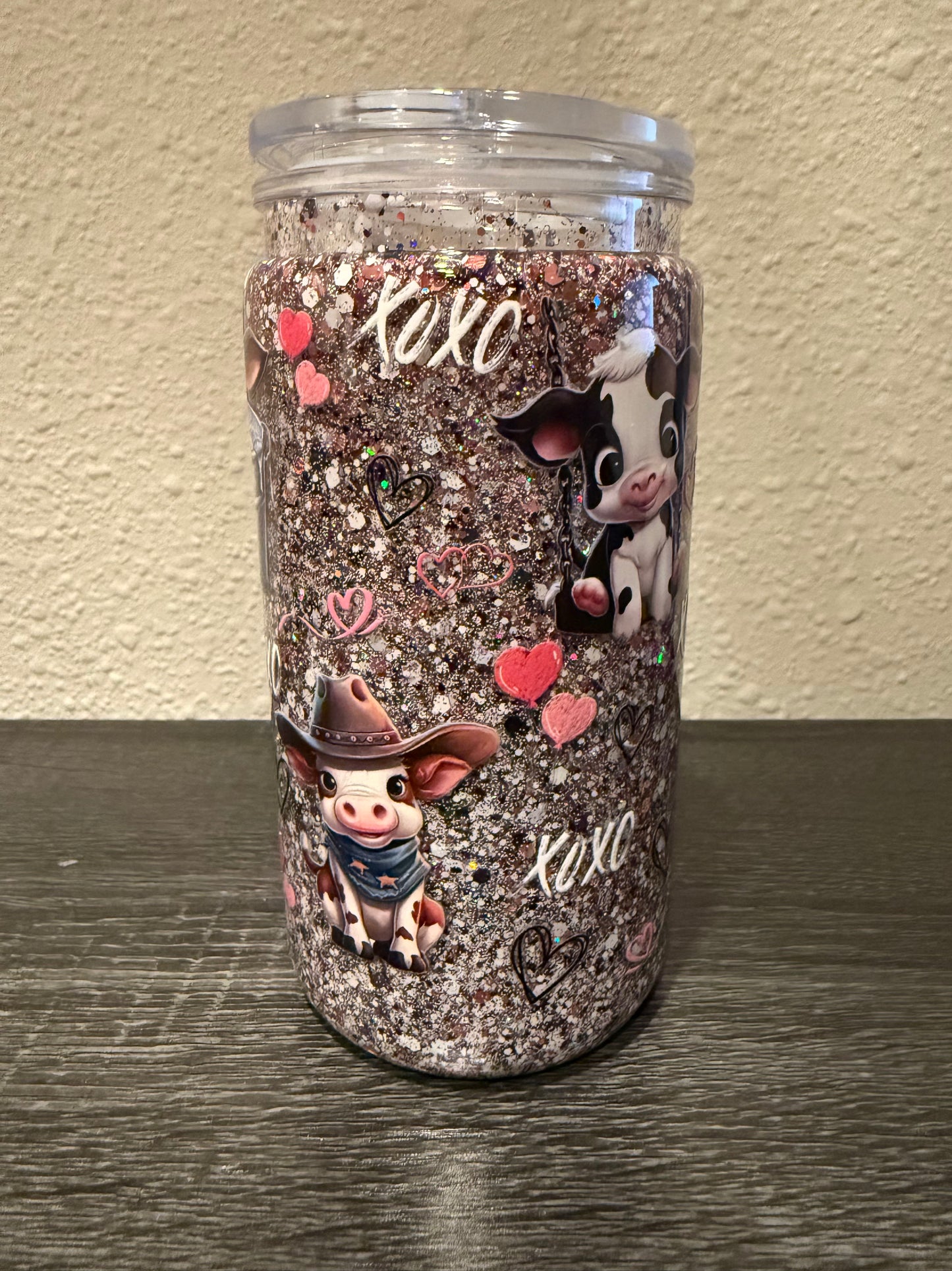 16oz Snowglobe Cows